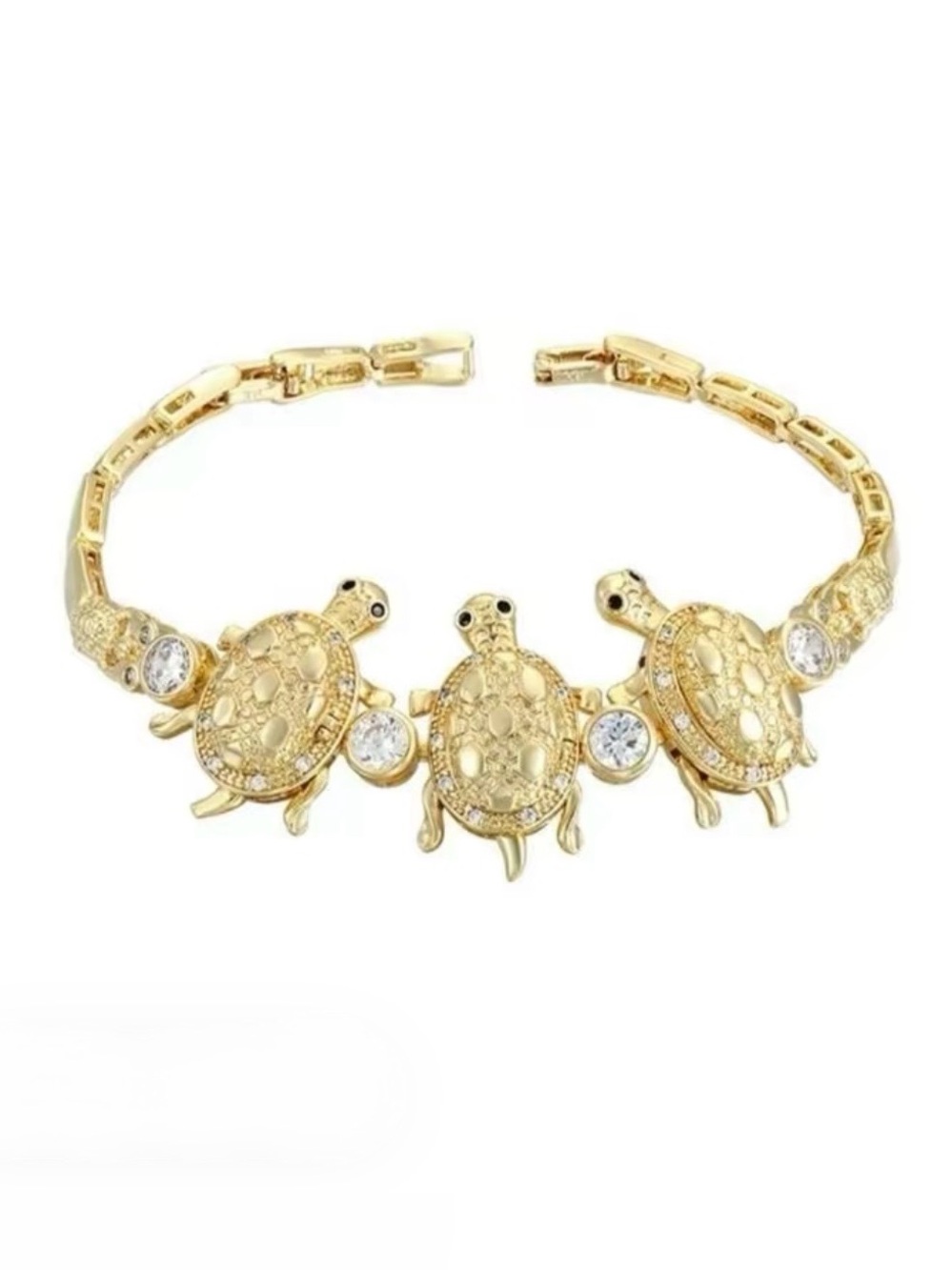 14k Gold Filled Turtle Style Bracelet for Women with zirconia Size 7-8” Jewelry